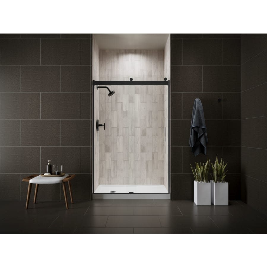 Levity 74" High x 47-5/8" Wide Bypass Semi Frameless Shower Door with Clear Glass