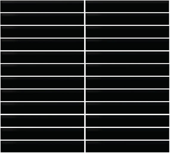 Color Wheel Mosaic Black Straight Joint 1X6 Glossy