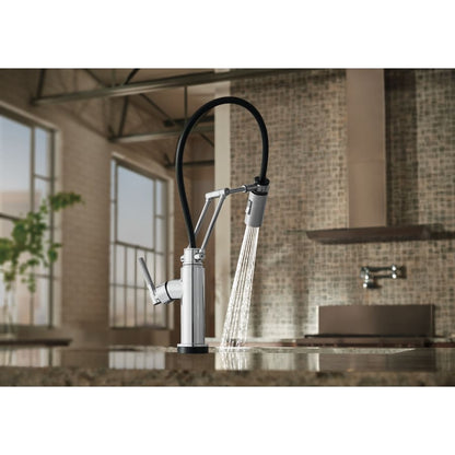 Litze Pull-Down Kitchen Faucet with Dual Jointed Articulating Arm, Knurled Handle, Magnetic Docking Spray Head and On/Off Touch Activation - Limited Lifetime Warranty (5 Year on Electronic Parts)