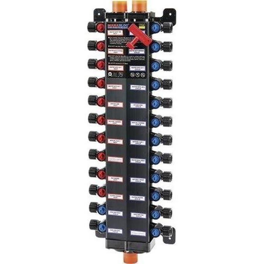 14-Port Manifold, 1/2 in, Press PEX Mains, Poly