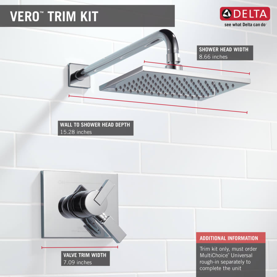 Vero Monitor 17 Series Dual Function 1.75 GPM Pressure Balanced Shower Only with Integrated Volume Control - Less Rough-In Valve