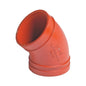45 deg Elbow, 6 in, Groove, Ductile Iron, Enamel Painted