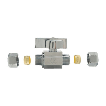 Quarter Turn Straight Stop, 3/8 in, Comp, Chrome