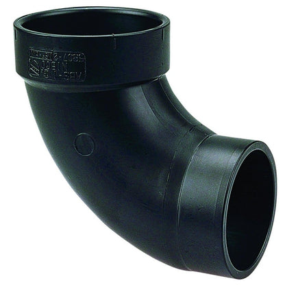 DWV Street 90 deg Elbow, 6 in, Spigot x Hub, ABS