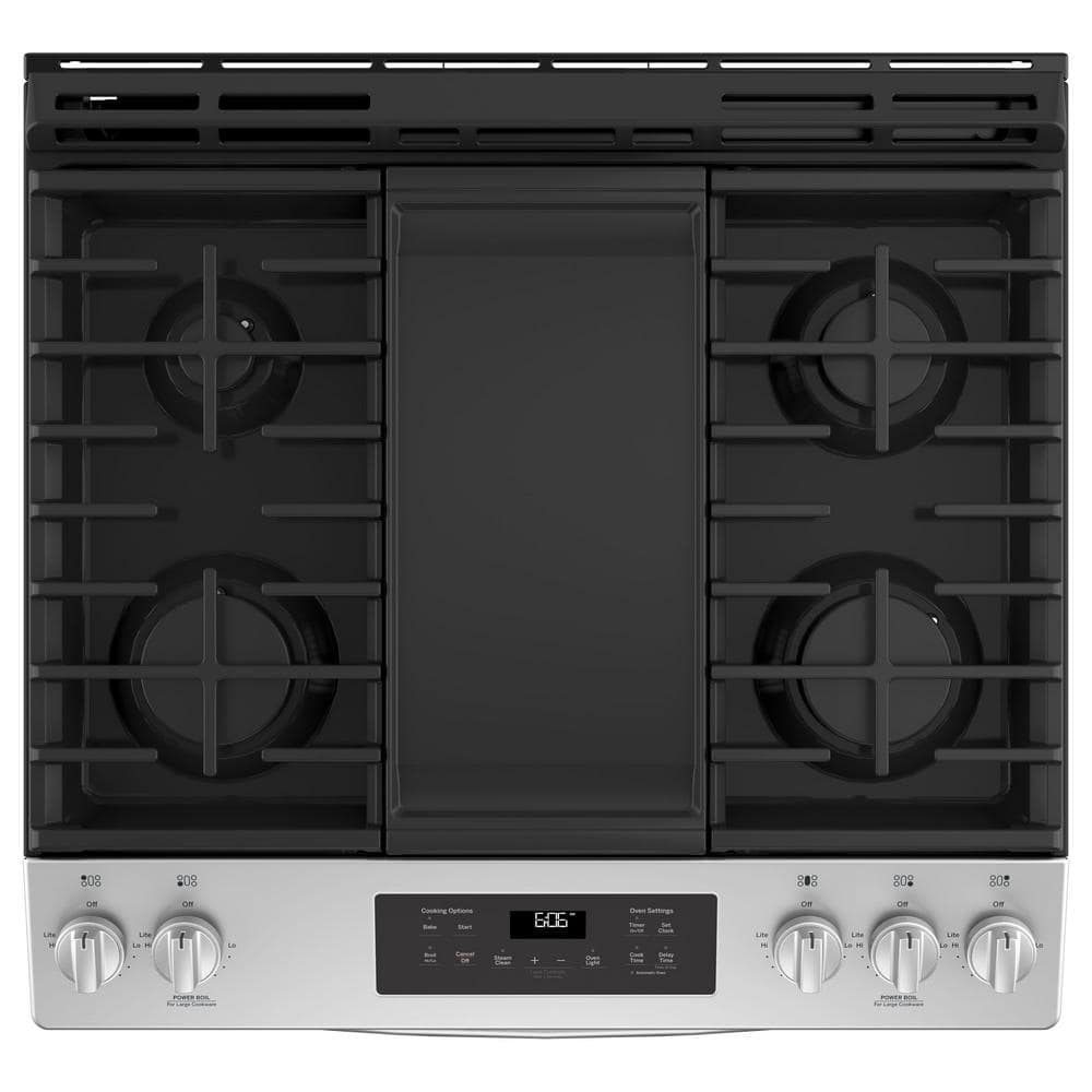 Ge® 30" Slide-In Front Control Gas Range