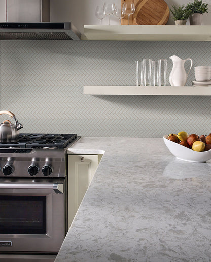 Gray Glossy Herringbone Mosaic