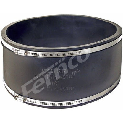 Transition Coupling, 12 in, Cast Iron/Plastic x Cast Iron/Plastic, Flexible PVC