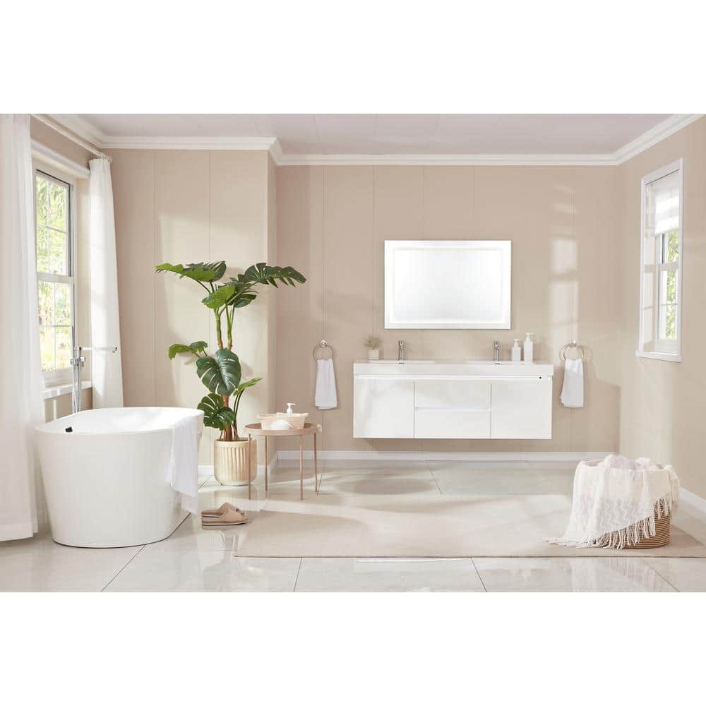 Bordeaux 54 in. Acrylic Flatbottom Freestanding Bathtub in White/Matte Black