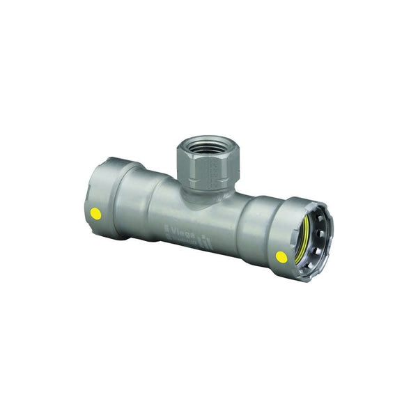 Gas Female Tee, 2 x 3/4 in, Press x FNPT, Carbon Steel