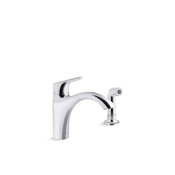 Rival Kitchen Faucet, Deck Mount, ADA, 1 Lever Handle, 2 or 3-Hole, Polished Chrome