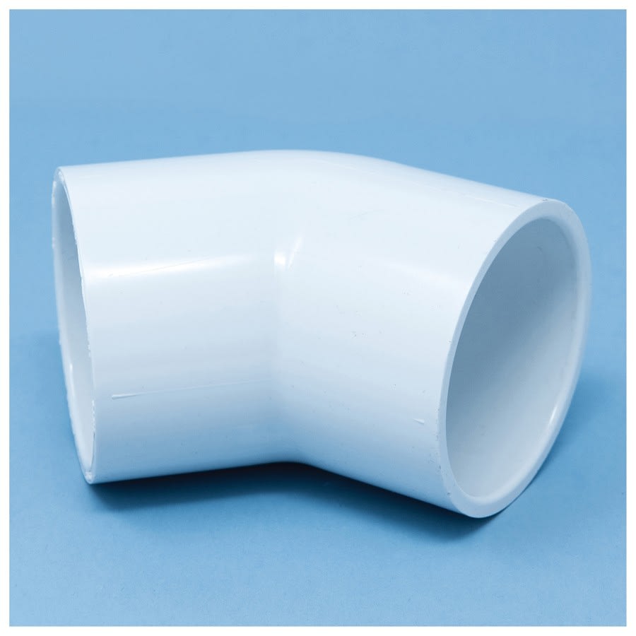 45 deg Elbow, 6 in, Socket, SCH 40/STD, PVC