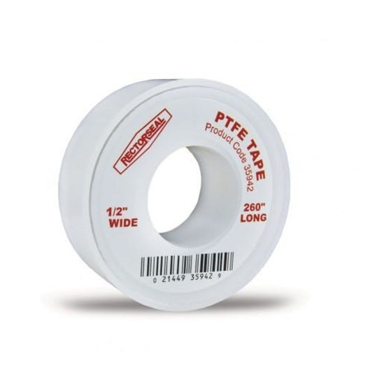 Teflon Tape, 1/2 in W, 260 in L, White
