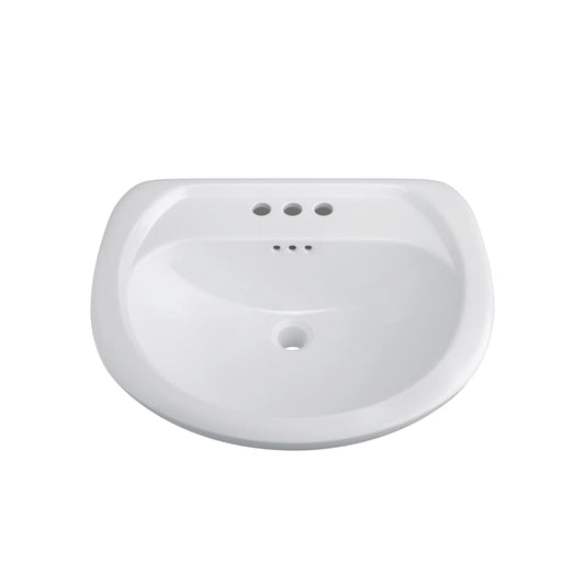 Lisbon Valley 24" Oval Vitreous China Pedestal Bathroom Sink with Overflow and 3 Faucet Holes at 4" Centers