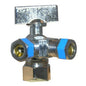 Quarter Turn Dual Stop, 5/8 x 3/8 x 3/8 in, Comp, Chrome