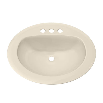 Rockaway 20-1/2" Oval Vitreous China Drop In Bathroom Sink with Overflow and 3 Faucet Holes at 4" Centers