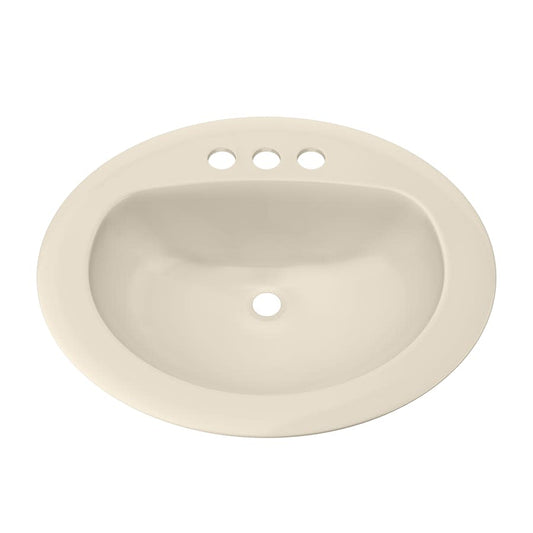 Rockaway 20-1/2" Oval Vitreous China Drop In Bathroom Sink with Overflow and 3 Faucet Holes at 4" Centers