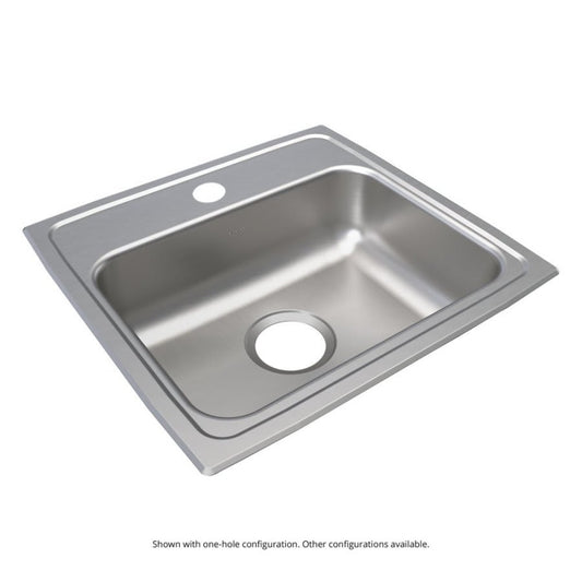 Lustertone™ Classic Single Bowl Kitchen Sink, Top Mount, ADA, 19 x 18 in, 4-7/8 in Bowl Depth, 1-Hole, 18 ga Lustrous Satin Steel, Stainless