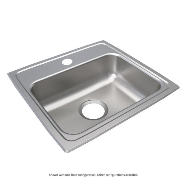 Lustertone™ Classic Single Bowl Kitchen Sink, Top Mount, ADA, 19 x 18 in, 4-7/8 in Bowl Depth, 1-Hole, 18 ga Lustrous Satin Steel, Stainless