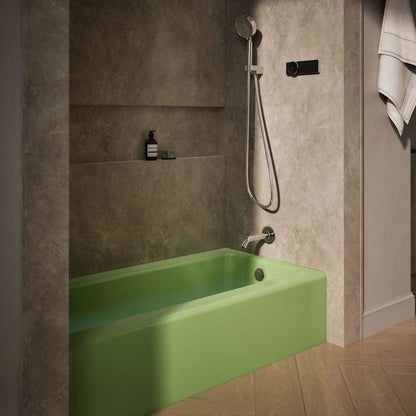 Bellwether Bath Tub 60" L x 30 1/4" W Cast Iron Soaking for Three Wall Alcove Installations with Integral Apron and Right Drain