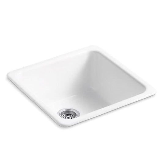 Iron/Tones® Single Bowl Kitchen Sink, Under Mount, 20-7/8 x 20-7/8 in, 9-1/2 in Bowl Depth, Cast Iron, White