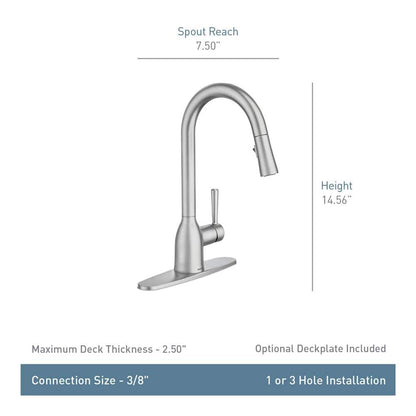 Adler Single-Handle Pull-Down Sprayer Kitchen Faucet with Power Clean and Reflex in Spot Resist Stainless