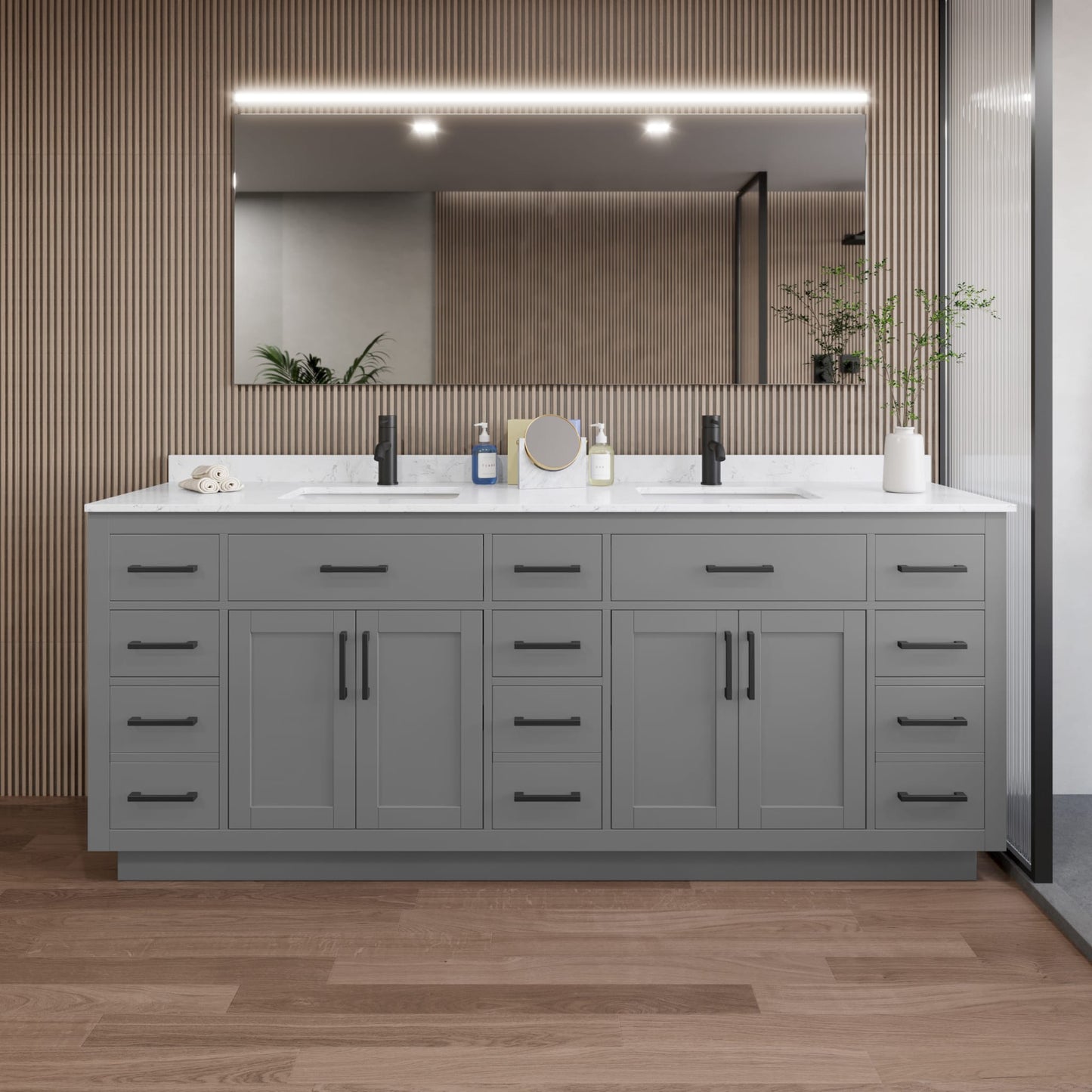Beckett Double Bathroom Vanity with Toe Kick - 84W x 35H x 22D