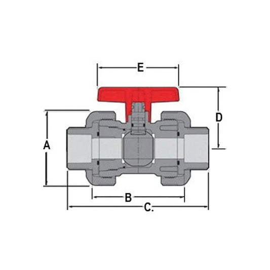 1-Piece Ball Valve, 3 in, Union Socket, Standard Port, PVC Ball, PVC