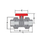 1-Piece Ball Valve, 3 in, Union Socket, Standard Port, PVC Ball, PVC