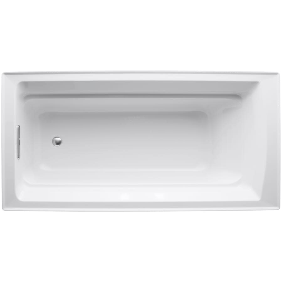 Archer Collection 72" Drop In Soaker Bath Tub with Slotted Overflow, Armrests, Lumbar Support and Textured Bottom