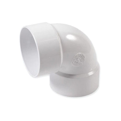 90 Deg Elbow 4 in Hub Type I PVC White