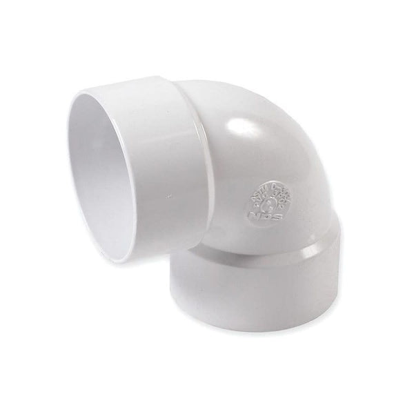 90 Deg Elbow 3 in Hub Type I PVC White
