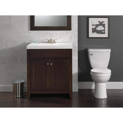 Foundations 2-Piece 1.28 GPF Single Flush Elongated Toilet in White