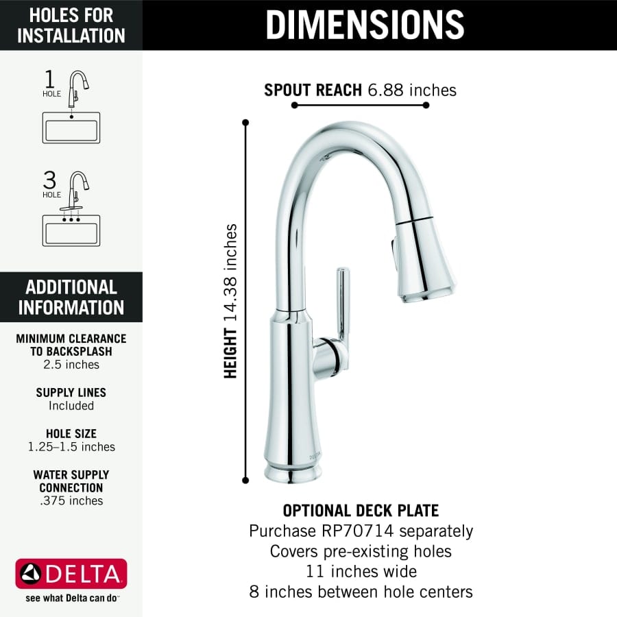 Coranto 1.8 GPM Single Hole Pull Down Bar Faucet with Magnetic Docking Spray Head