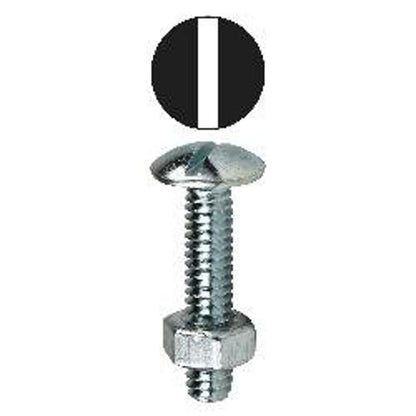 Stove Bolt With Hex Nut, 1/4-20, 1 in OAL, Steel, Truss Head, Zinc Plated, Slotted Drive, 100-Pack