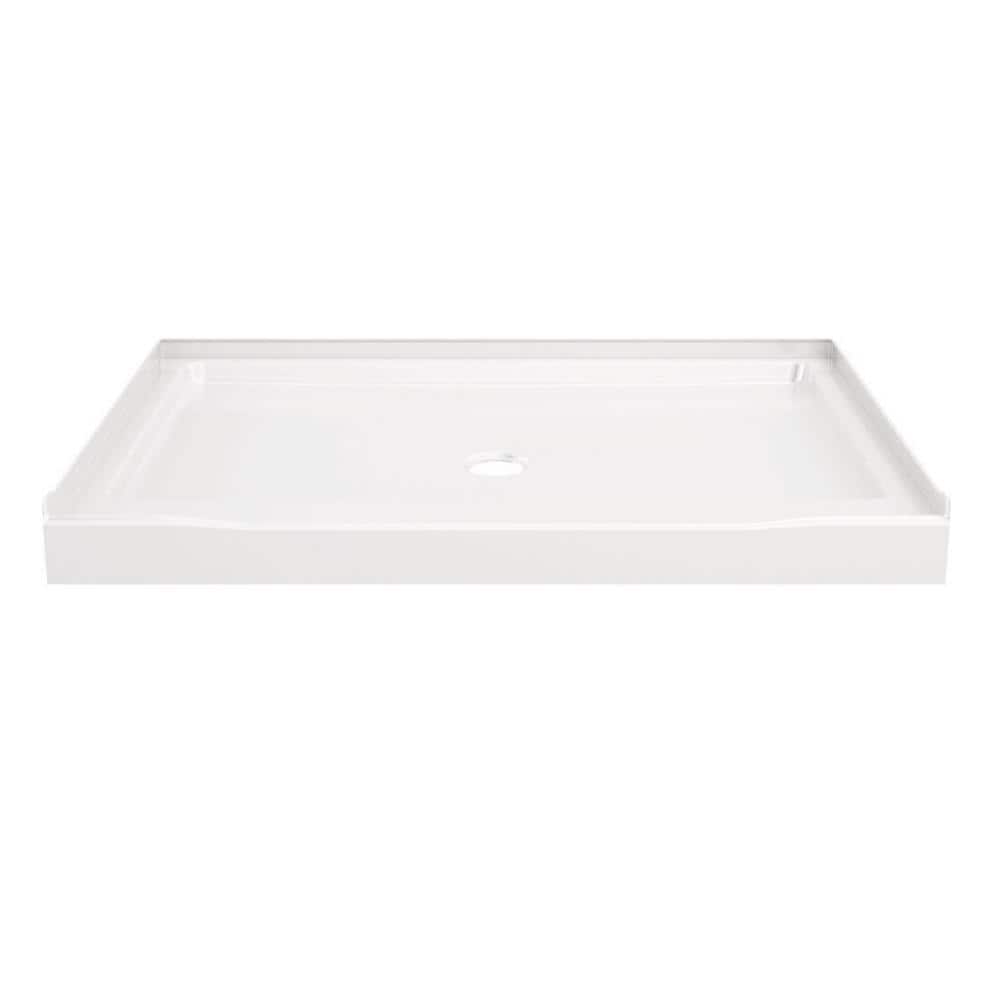 Classic 500 48 in. L x 34 in. W Alcove Shower Pan Base with Center Drain in High Gloss White