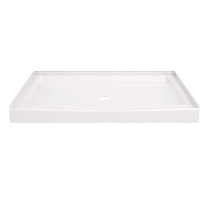 Classic 500 48 in. L x 34 in. W Alcove Shower Pan Base with Center Drain in High Gloss White