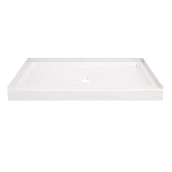 Classic 500 48 in. L x 34 in. W Alcove Shower Pan Base with Center Drain in High Gloss White