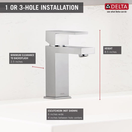 Modern 1.2 GPM Single Hole Bathroom Faucet with Push Pop-Up Drain Assembly - Includes Lifetime Warranty