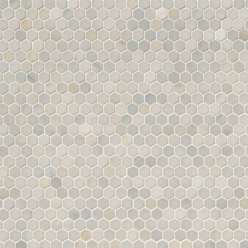 Greecian White 1" Hexagon Mosaic Tile