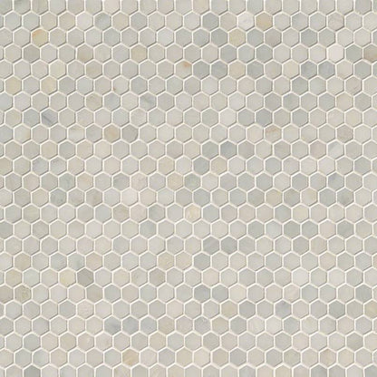 Greecian White 1" Hexagon Mosaic Tile