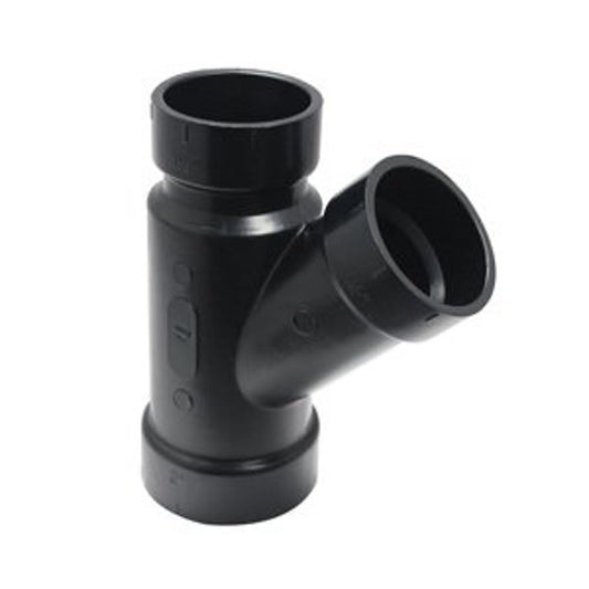 DWV Wye, 2 x 1-1/2 x 1-1/2 in, Hub, ABS