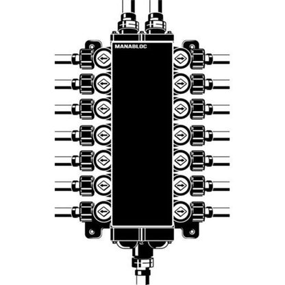 14-Port Manifold, 1/2 in, Press PEX Mains, Poly