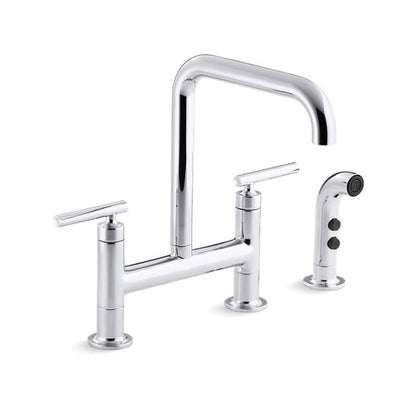 Purist® Kitchen Faucet, Deck Mount, ADA, 2 Lever Handle, 2-Hole, Polished Chrome