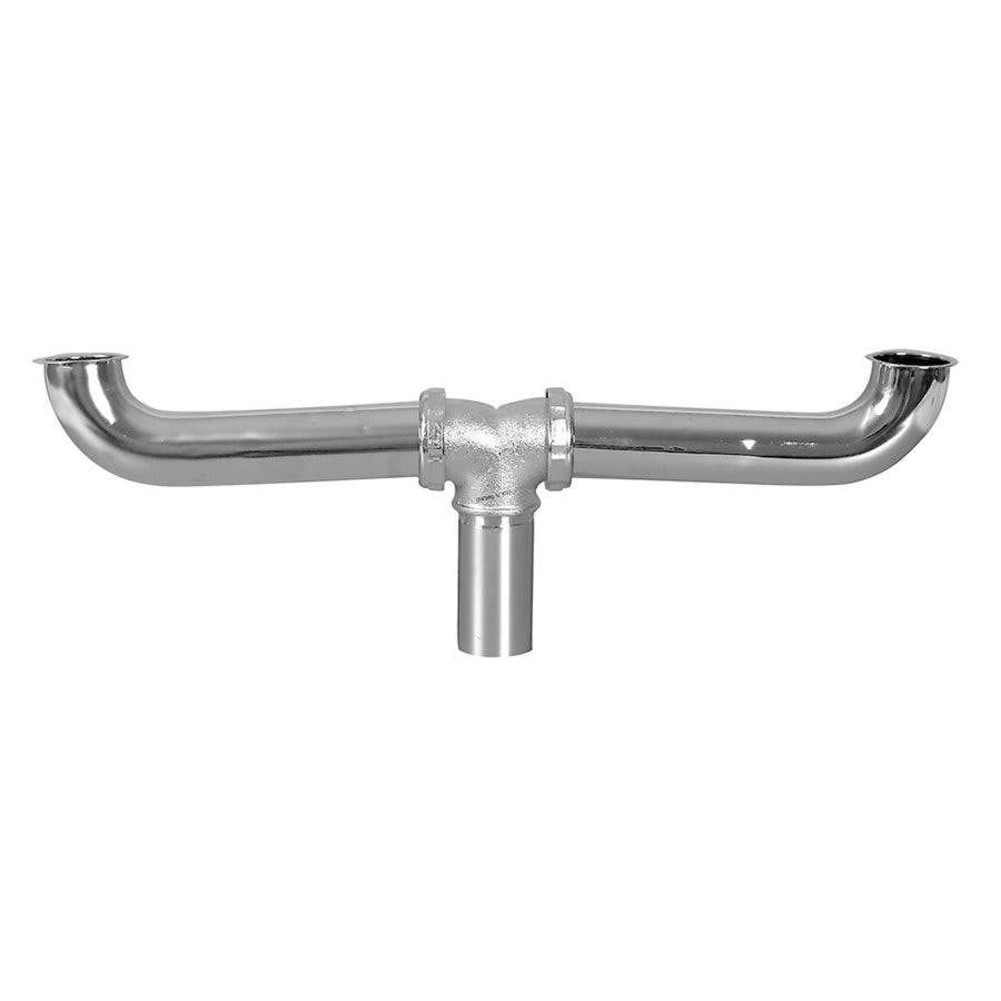 Continuous Waste, Center Outlet, 1-1/2 in, Brass, 20 ga, Polished Chrome