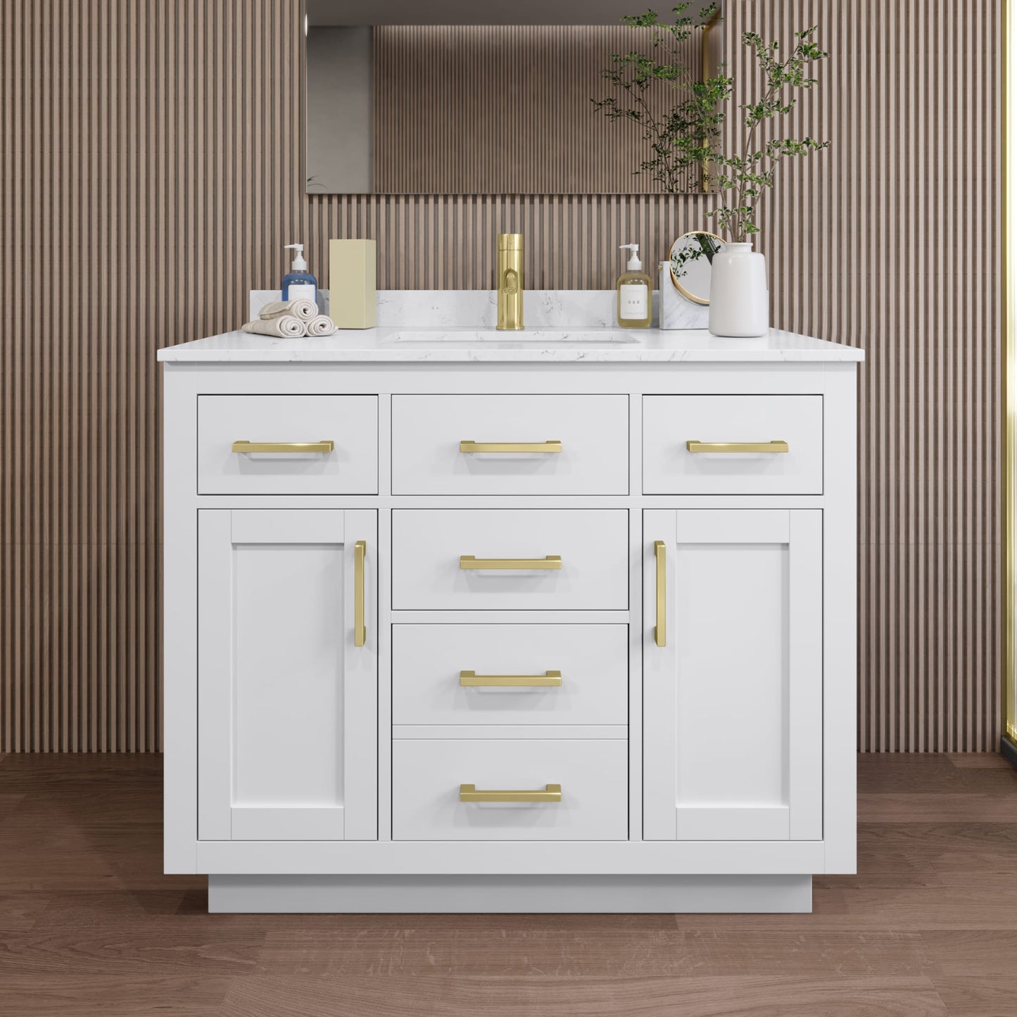 Beckett Single Bathroom Vanity with Toe Kick - 42W x 35H x 22D