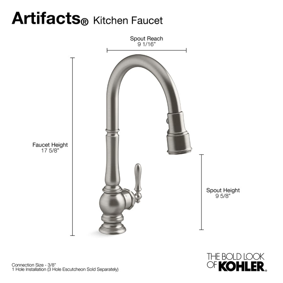 Artifacts Touchless 1.5 GPM Single Hole Pull Down Kitchen Faucet with Three-Function Spray Head