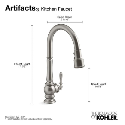 Artifacts Touchless 1.5 GPM Single Hole Pull Down Kitchen Faucet with Three-Function Spray Head