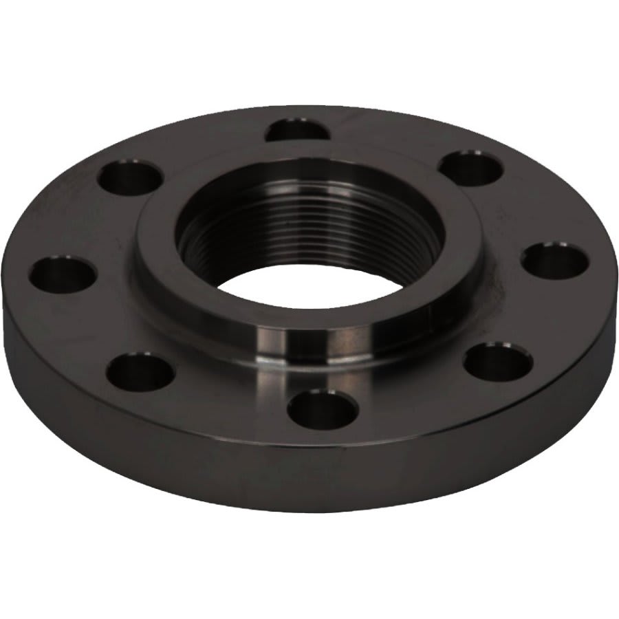Raised Face Flange, 4 in, FNPT, 9 in OD, 8 Bolt Holes, 150 lb, Carbon Steel, Buy American