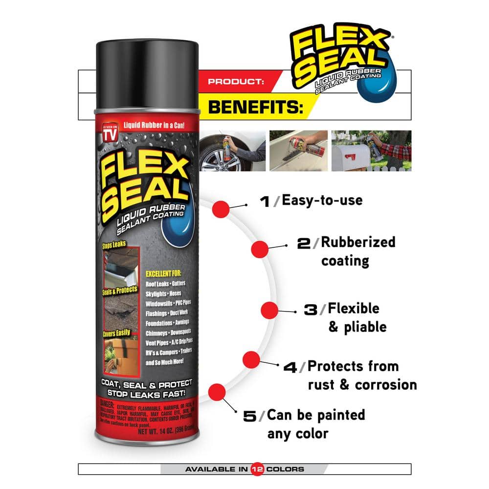 Flex Seal Clear 14 oz. Aerosol Liquid Rubber Sealant Coating Spray Paint