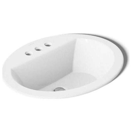 Bryant 20-1/8" Oval Vitreous China Drop In Bathroom Sink with Overflow and 3 Faucet Holes at 4" Centers